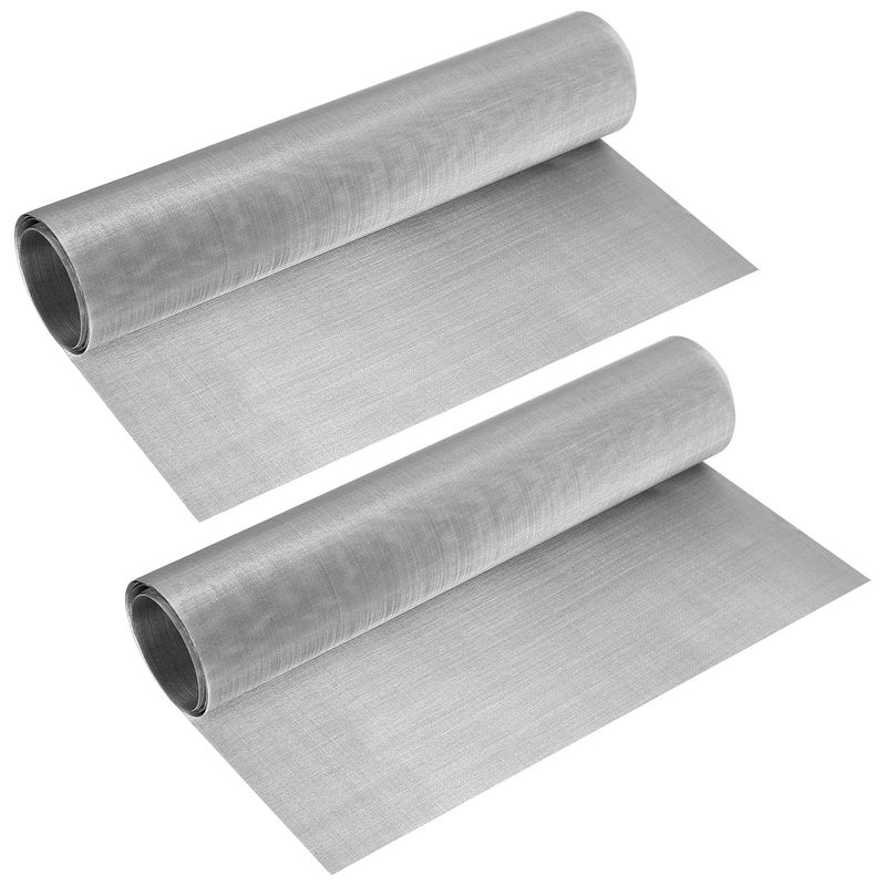 ANGELIOX 2 Pack 304 Stainless Steel Woven Wire Mesh 120 Mesh Ultra Fine, Metal Filter Screen Mesh Sheet 12"x45"0.125mm Hole Filtration Cloth for Home,Kitchen,Food, Garden,Window,Air Vent - Image 1
